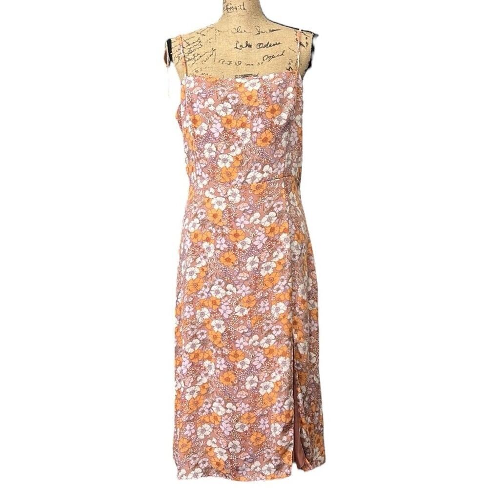 Lola Grace Floral Sweetheart Midi Dress Size L Cottagecore Romantic 90s Boho